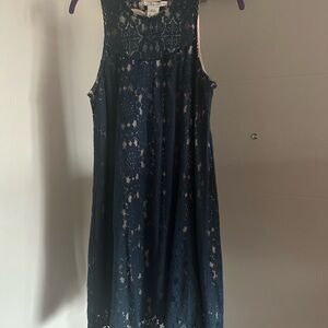 Elegant Navy Lace Dress